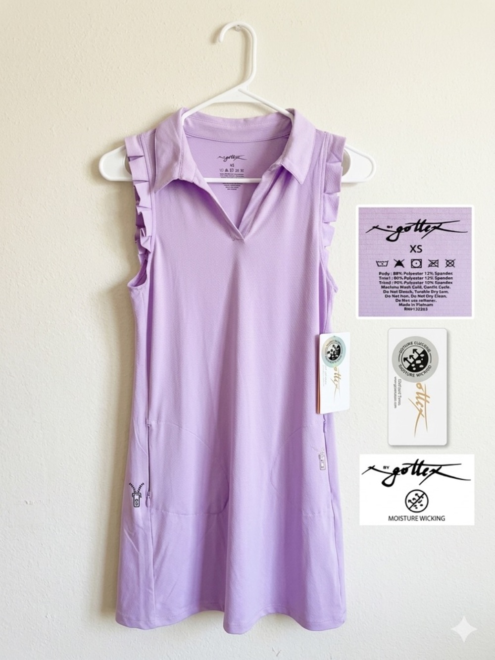 X by Gottex Lavender Ruffle Sleeve Performance Golf & Tennis Dress - NWT